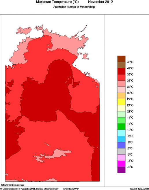 Map of Mean maximum temperature