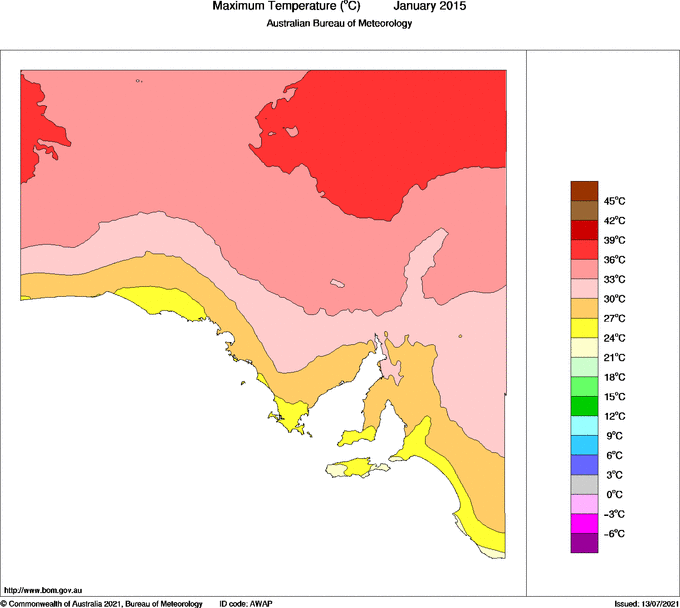 Map of Mean maximum temperature