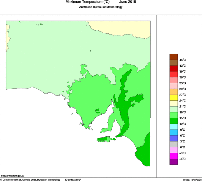 Map of Mean maximum temperature
