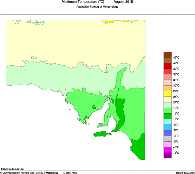 Map of Mean maximum temperature