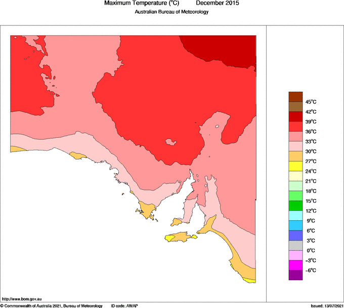 Map of Mean maximum temperature