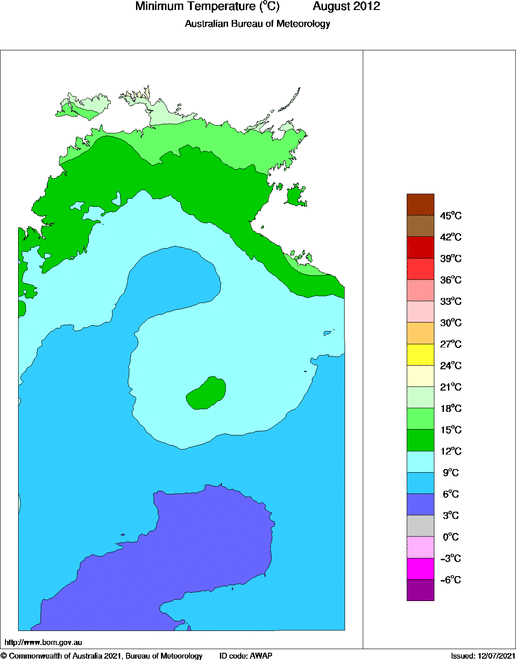 Map of Mean minimum temperature