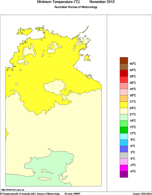 Map of Mean minimum temperature