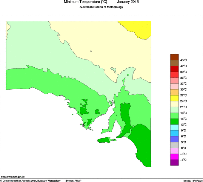 Map of Mean minimum temperature