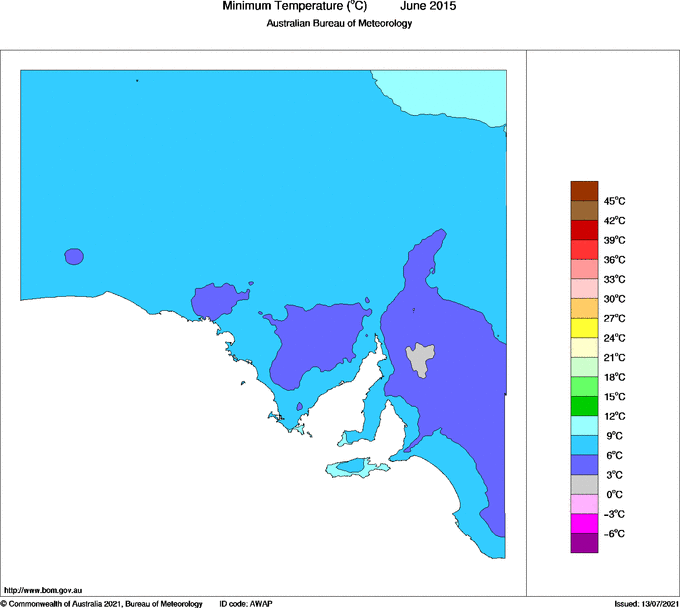 Map of Mean minimum temperature