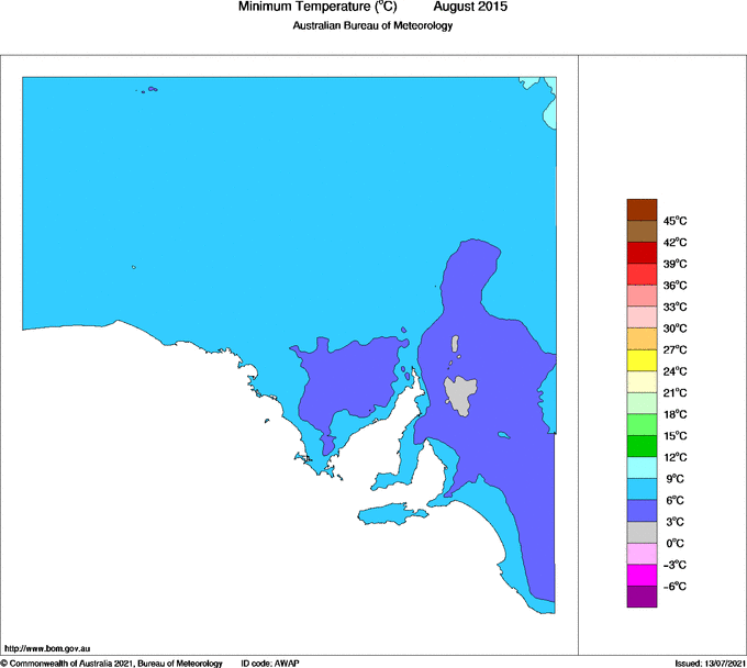 Map of Mean minimum temperature
