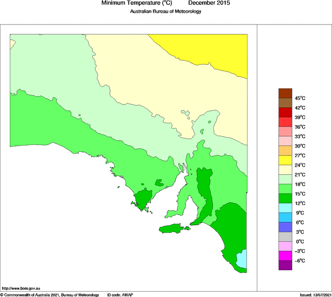 Map of Mean minimum temperature
