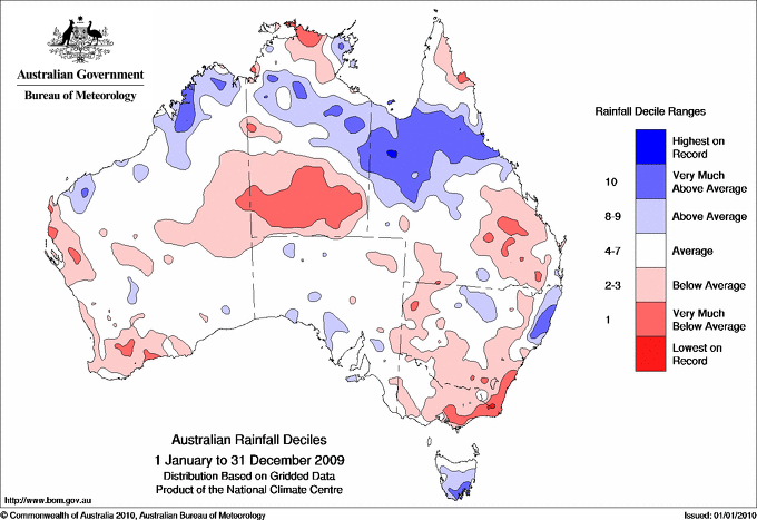2009 australian rainfall deciles map