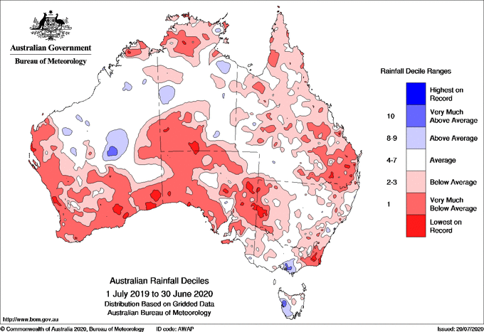 Map of rainfall deciles