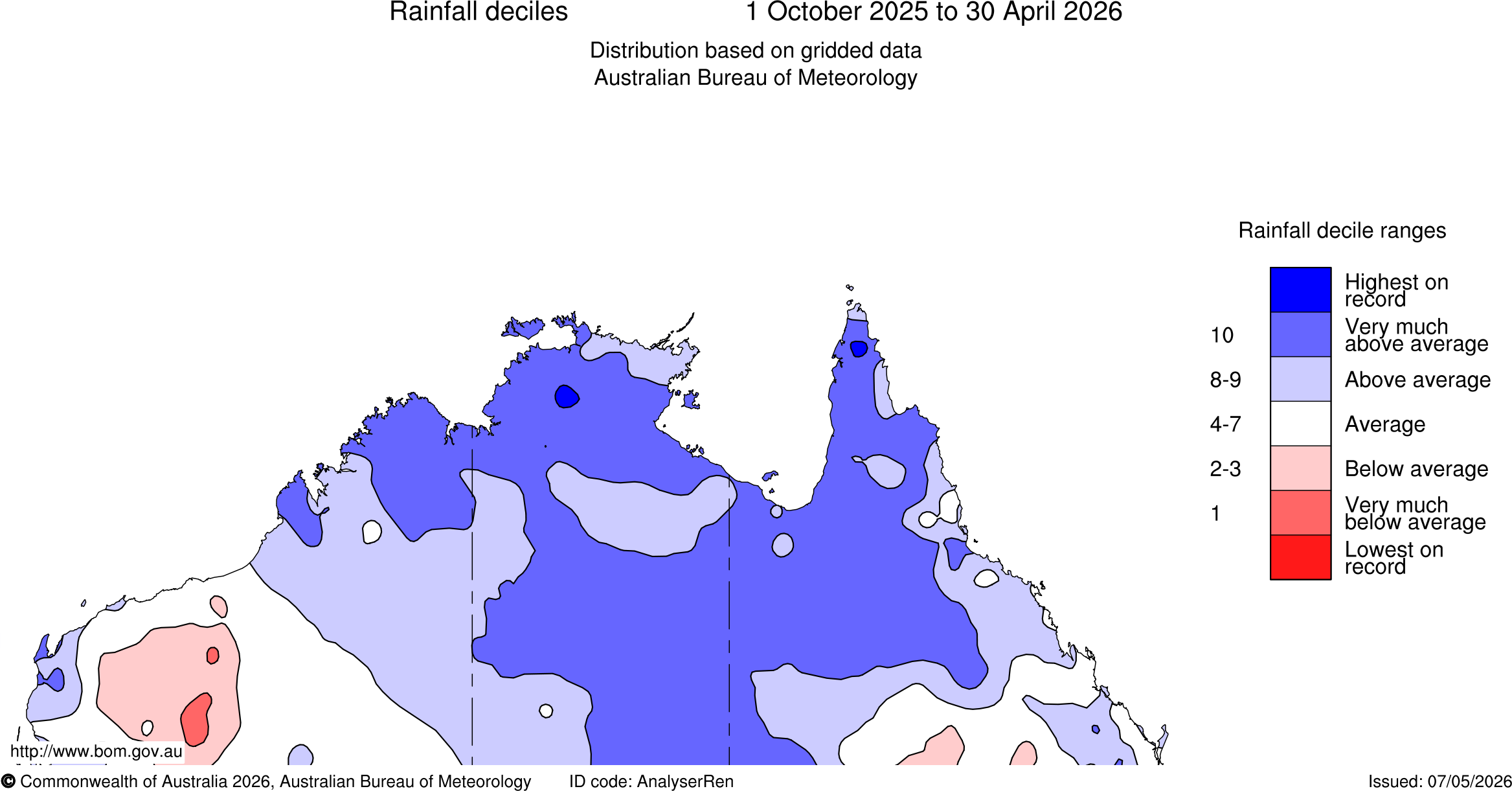 Map of rainfall deciles
