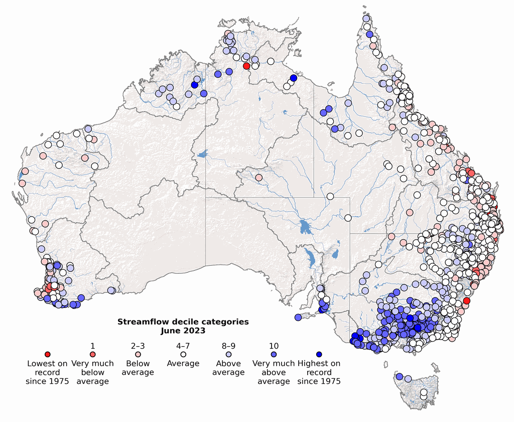 Streamflow decile rankings across Australia