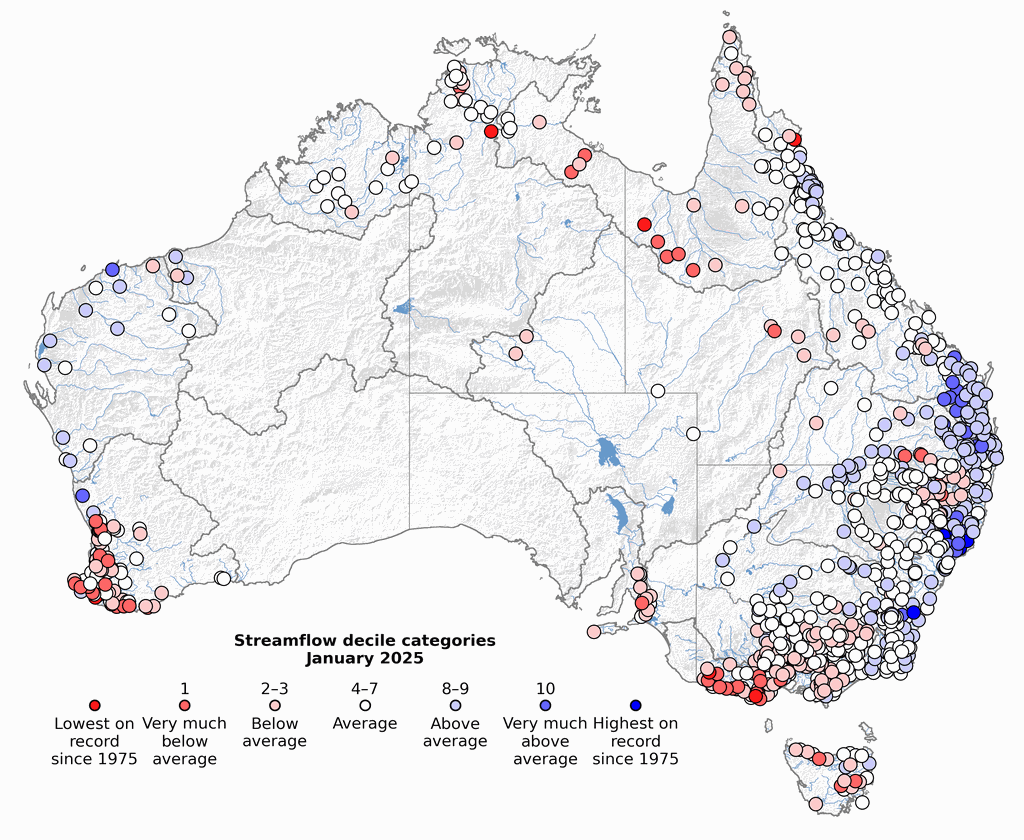 Streamflow decile rankings across Australia