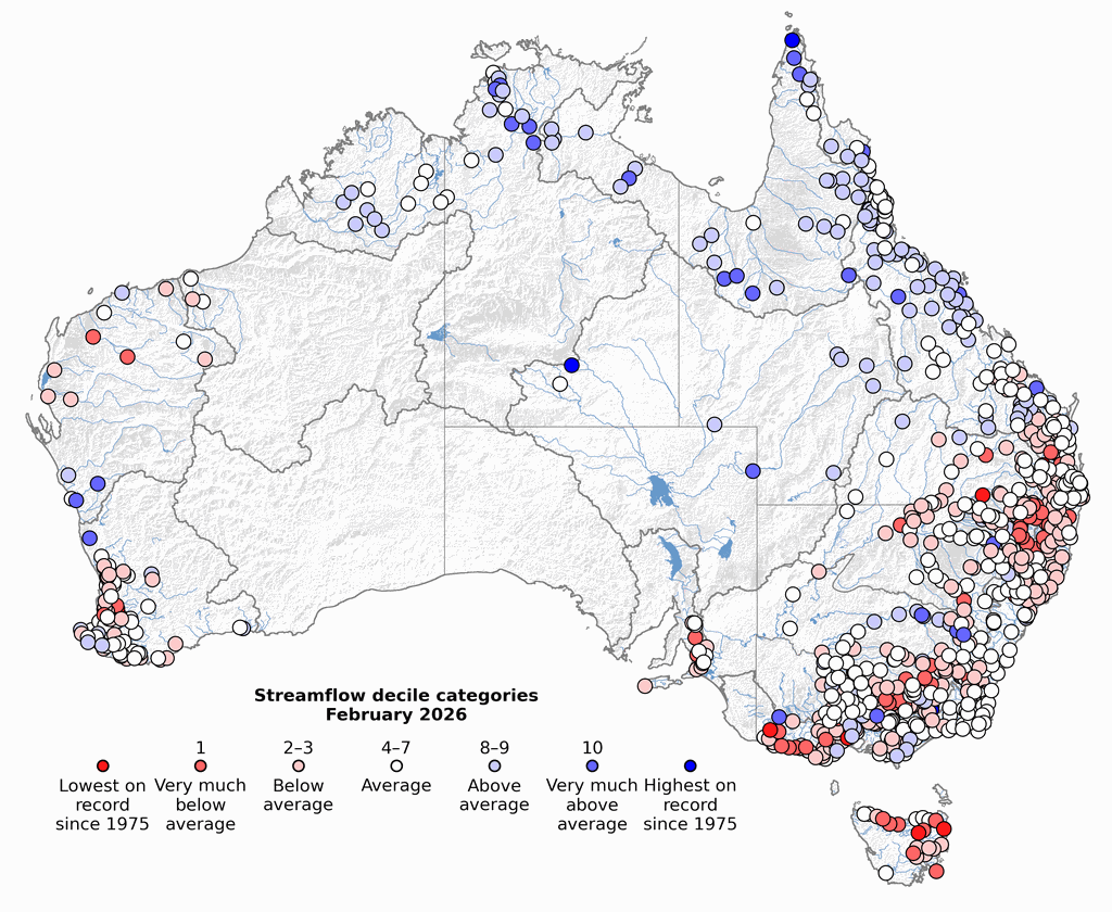 Streamflow decile rankings across Australia