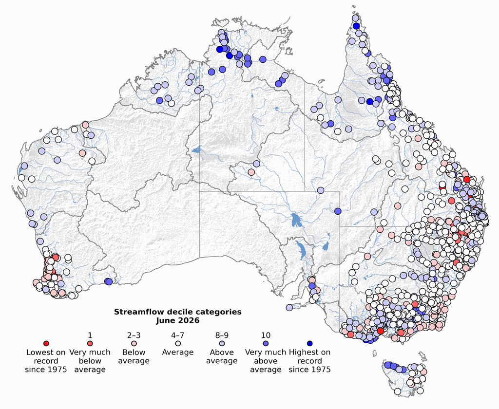 Streamflow decile rankings across Australia