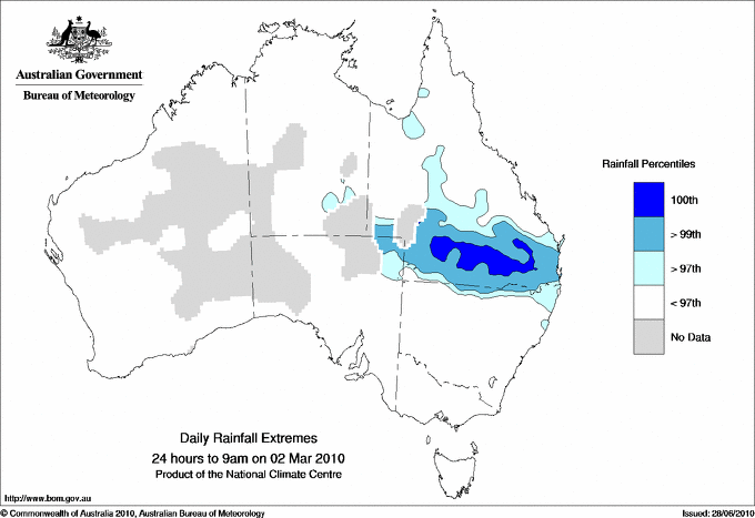 Daily rainfall extremes map