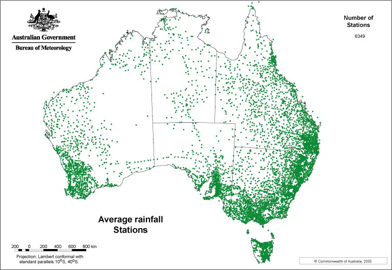 recording stations used in the average annual and monthly rainfall analysis