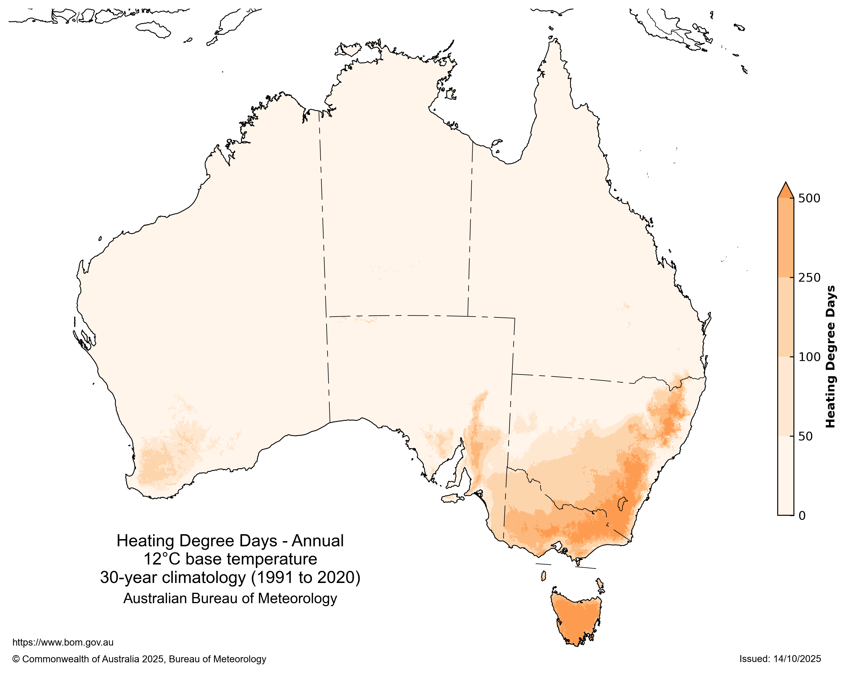 Heating degree days base temperature 12 degrees for Annual