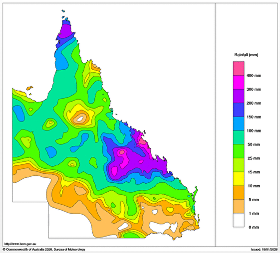 Weekly rainfall totals during Tropical Cyclone Koji