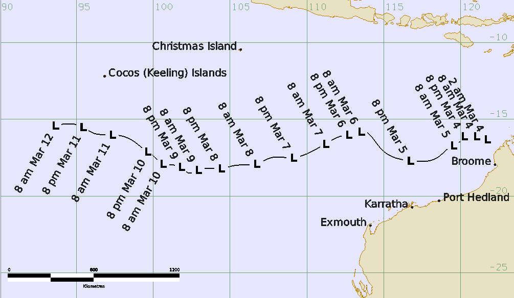 Operational track for Tropical Low 30U