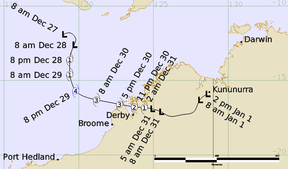 Best Track of Tropical Cyclone Hayley