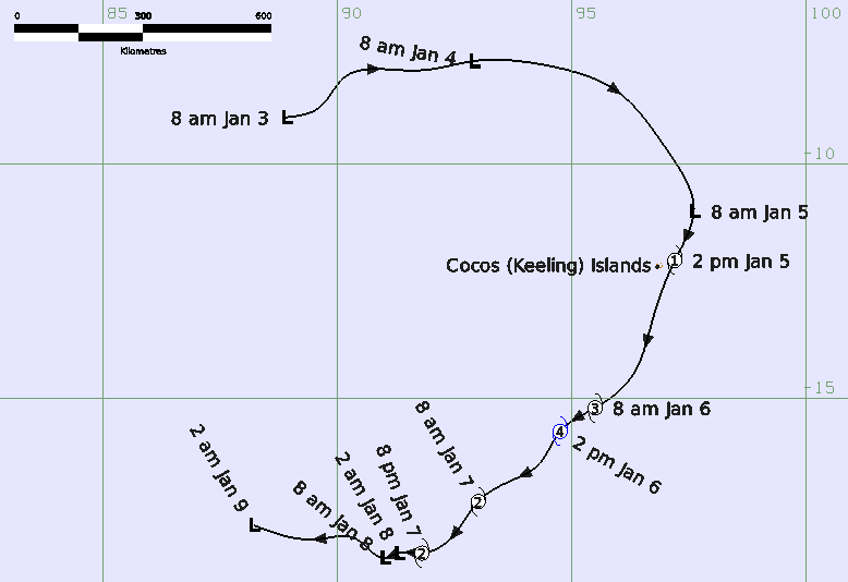 Best Track of Severe Tropical Cyclone Jenna