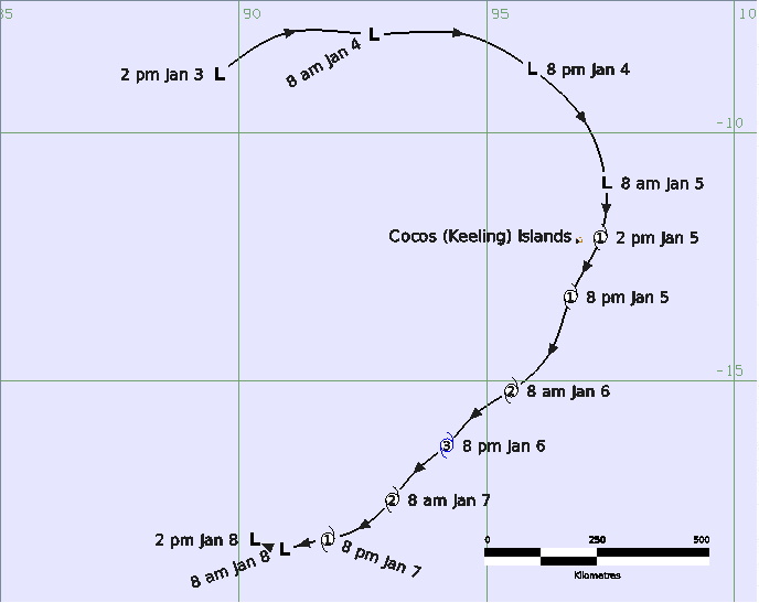 Best Track of Severe Tropical Cyclone Jenna