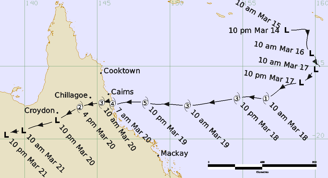 Best Track of Severe Tropical Cyclone Larry