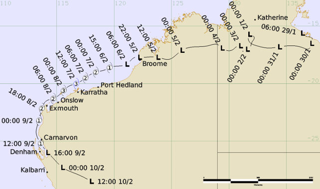 Best Track of Severe Tropical Cyclone Mitchell