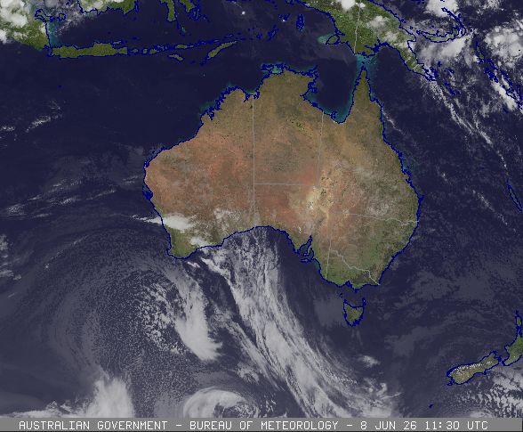 Cloud/surface composite, Australia satellite image of Australia at Mon Jun  8 11:30:00 2026