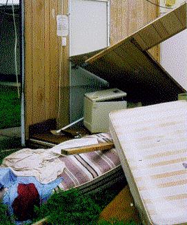 Damage inside one of the structures at Troughton Island
