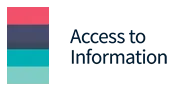 Vertical rectangle with four bands of colour with wording to the right  that says 'Access to Information'