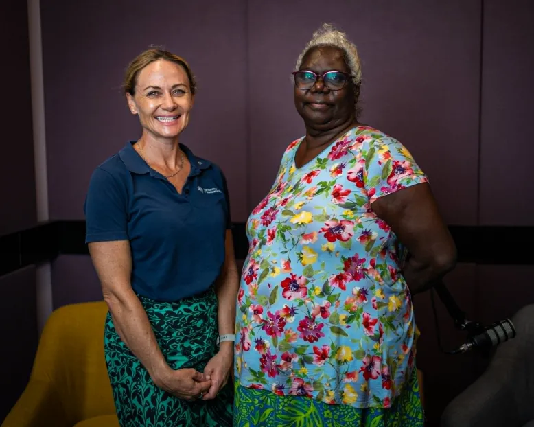 Shenagh Gamble and Yolngu Radio presenter Sylvia Nulpinditj