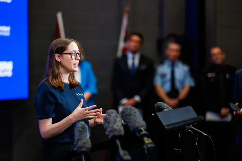 Meteorologist speaking at Get Ready Queensland press conference