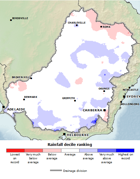 map visualising rainfall details for Murray-Darling Basin