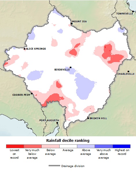 map visualising rainfall details for Lake Eyre Basin