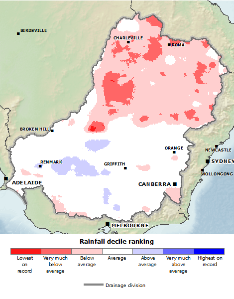 map visualising rainfall details for Murray-Darling Basin
