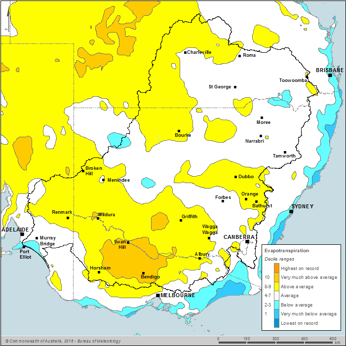 Figure C17 Annual potential evapotranspiration deciles for the Murray–Darling Basin region during the 2014–15 year 