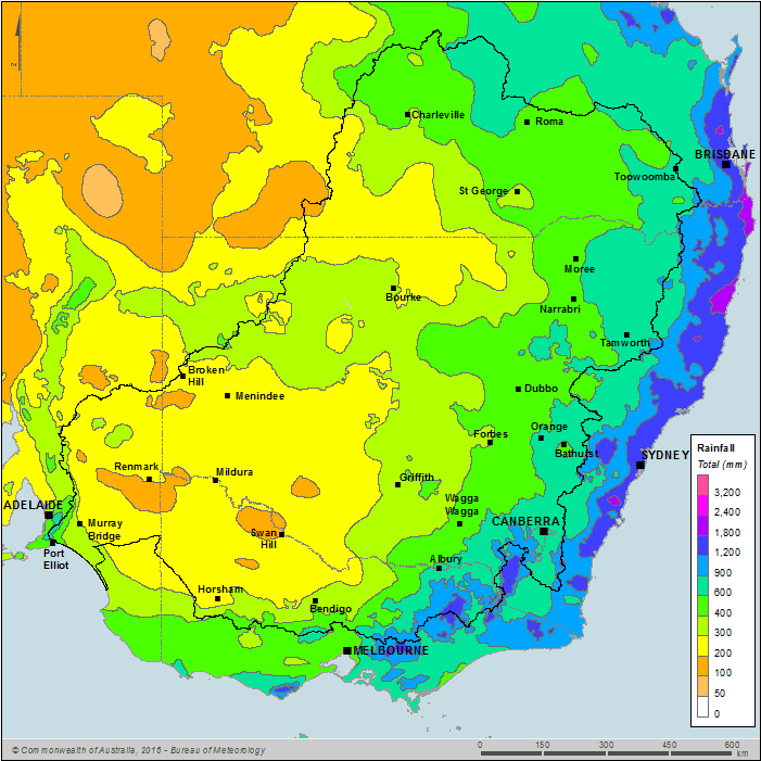 Figure C13 Total annual rainfall for the Murray–Darling Basin region during the 2014–15 year