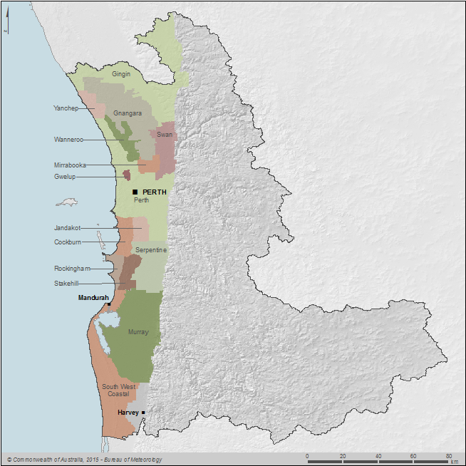 Figure C10  Map of groundwater management areas within the Perth region