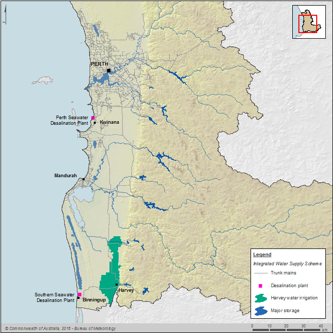 Figure C3  Map of the integrated Water Supply Scheme and the Harvey Water Irrigation Area within the Perth region