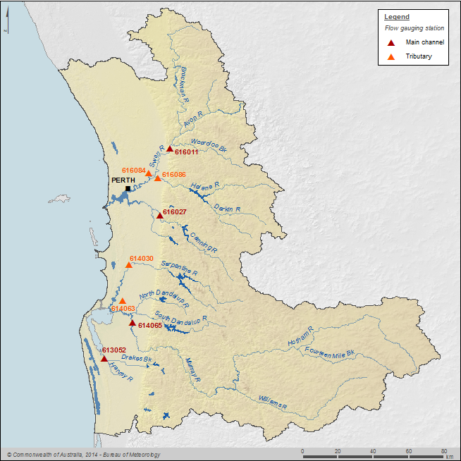 Figure N15  Map of gauging stations used to calculate total outflow to sea
