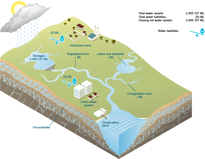 Figure N15 Surface water assets and surface water liabilities for the region at 30 June 2015