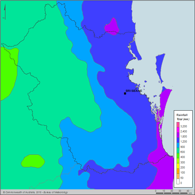 Figure C12 Total annual rainfall for the South East Queensland region during the 2014–15 year 