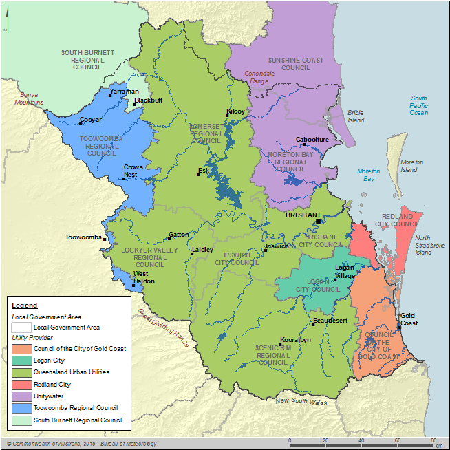 Figure C11 Utility service areas in the South East Queensland region