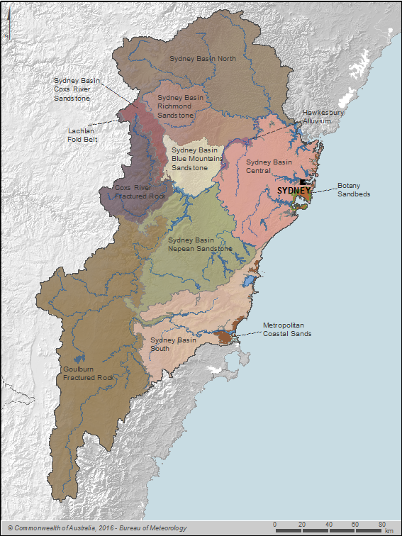 Figure C8 Groundwater management units within the Sydney region 