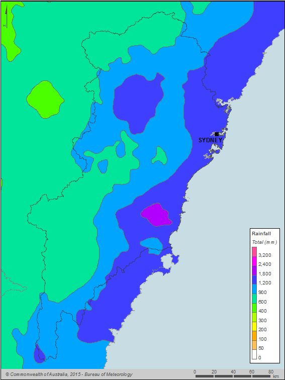 Figure C11 Total annual rainfall for the Sydney region during the 2014–15 year