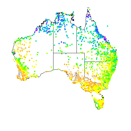 Rainfall totals for Australia