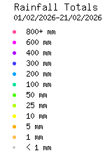 Rainfall totals legend