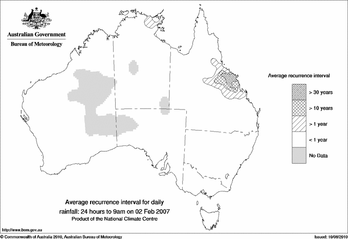 Australian daily rainfall average recurrence interval maps
