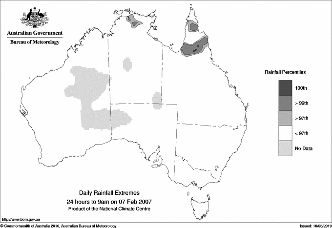 Australian daily rainfall extreme area maps